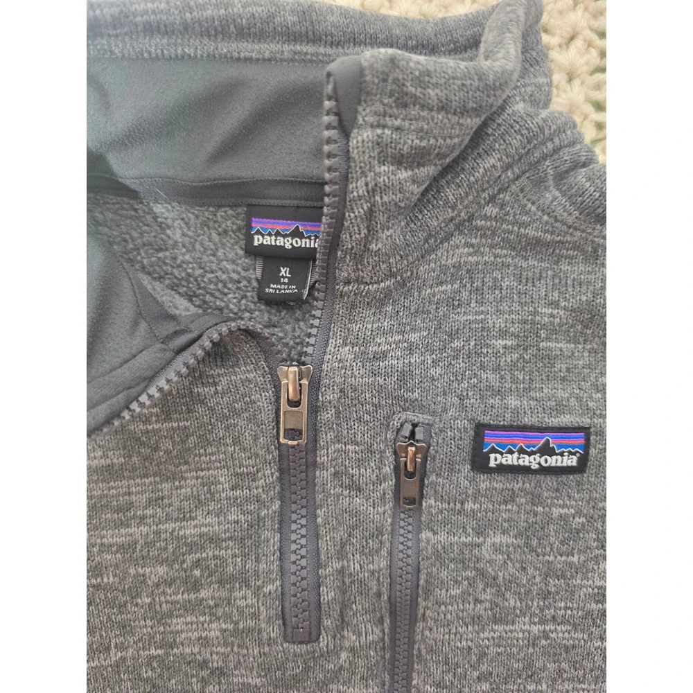 Patagonia Better Sweater Kids XL 14 Gray Excellent Quarter Zip Fleece Pullover